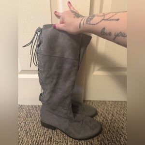 Gray Knee-High Women's Boots